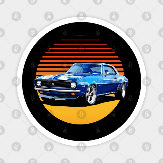 1967 Blue Camaro American Muscle Vintage Magnet by GAMAS Threads